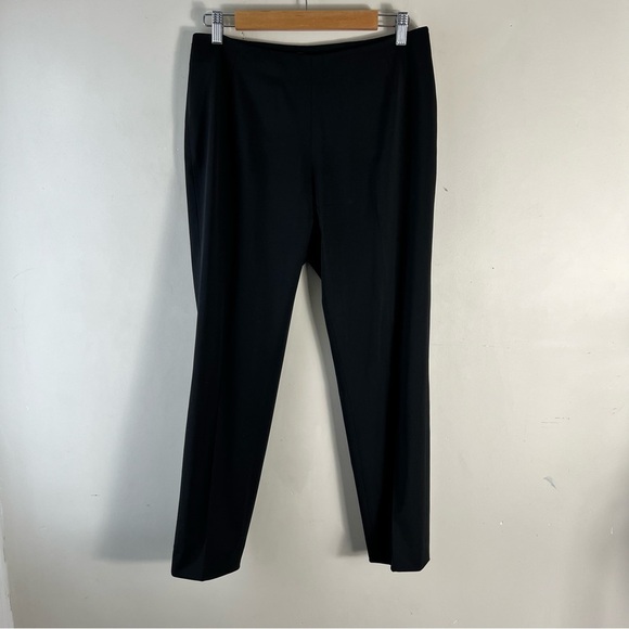 Lafayette 148 New York Pants Virgin Wool Trousers Black Side Zip Size 6 Office - Picture 1 of 11